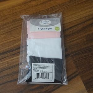 Luvable Friends Pink White Black Nylon Tights 3 Pack Ballet Dressy Cute Leggings